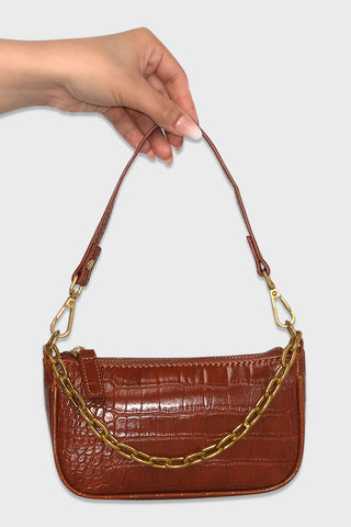 leather mini bag cognac front