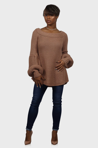 chunky sweater tan front