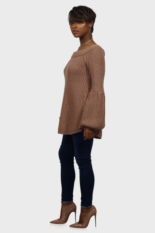 chunky sweater tan side