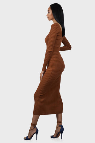 long sleeve sweater dress rust side