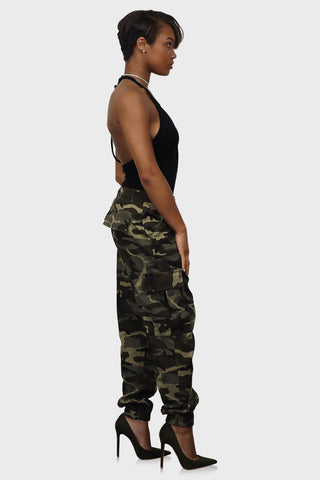 womens army cargo pants olive green side