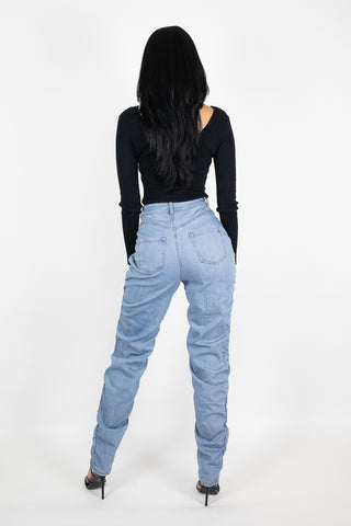 Ruched High Waisted Jeans