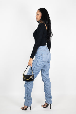 Ruched High Waisted Jeans