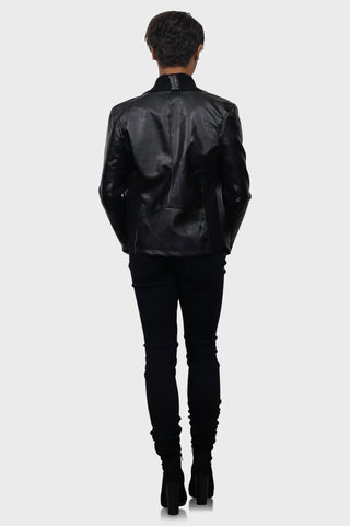 faux leather jacket womens black back