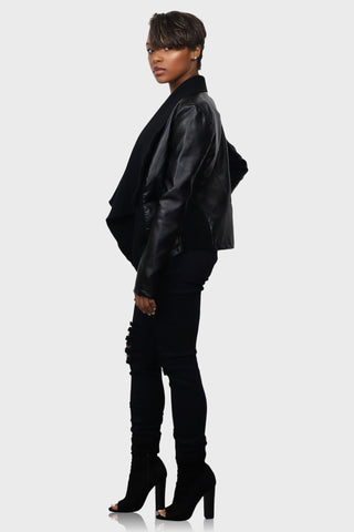 faux leather jacket womens black side