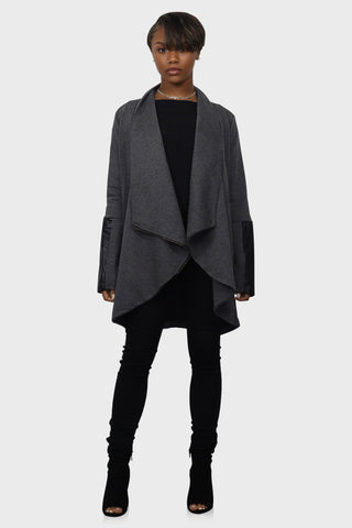 knit jacket grey front