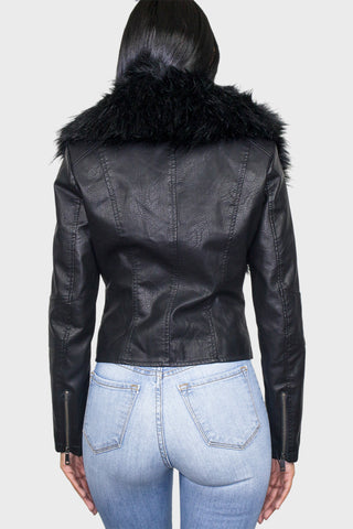 leather jacket black back closeup