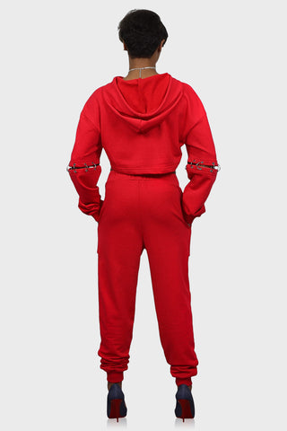 Red sweatsuit set back