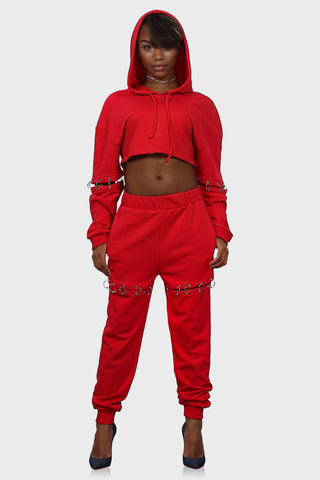Red sweatsuit set front